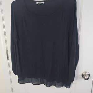 DKNYC‎ Women's Black Sheer Hem Blouse Size XXL